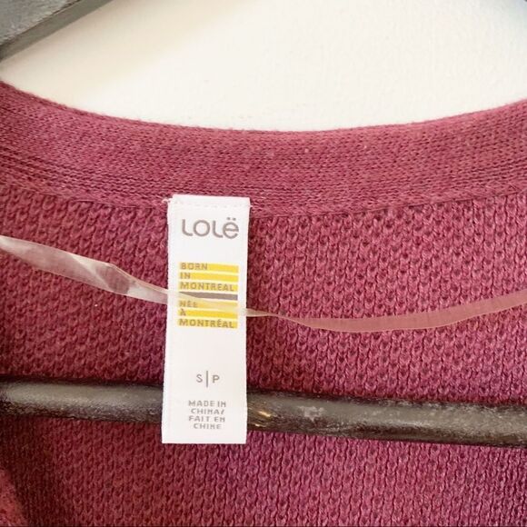 Lole Wine Marron Wool Blend Waffle Knit Open Style Long Cardigan Sweater - Picture 4 of 5